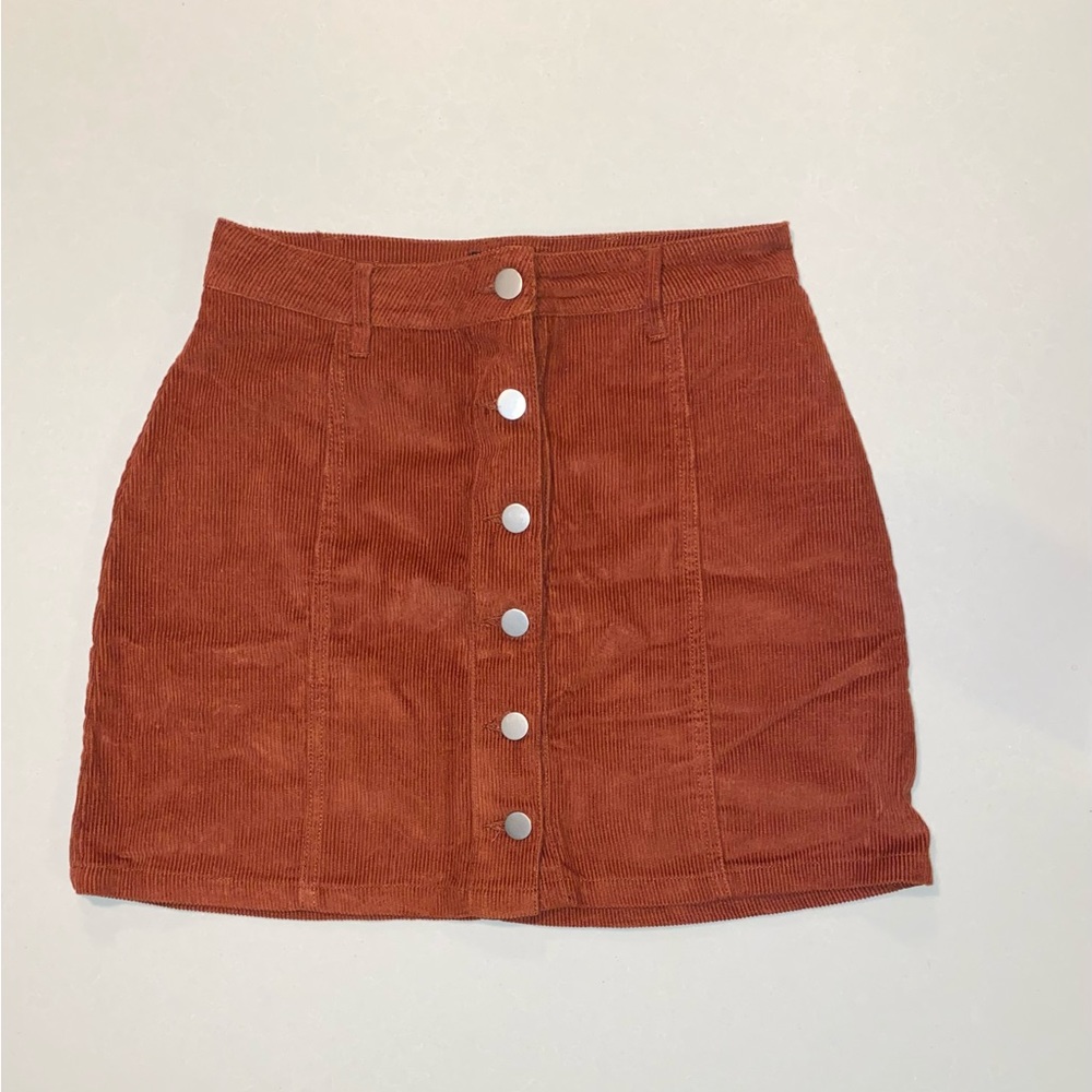 BUTTON CORDUROY MINI SKIRT